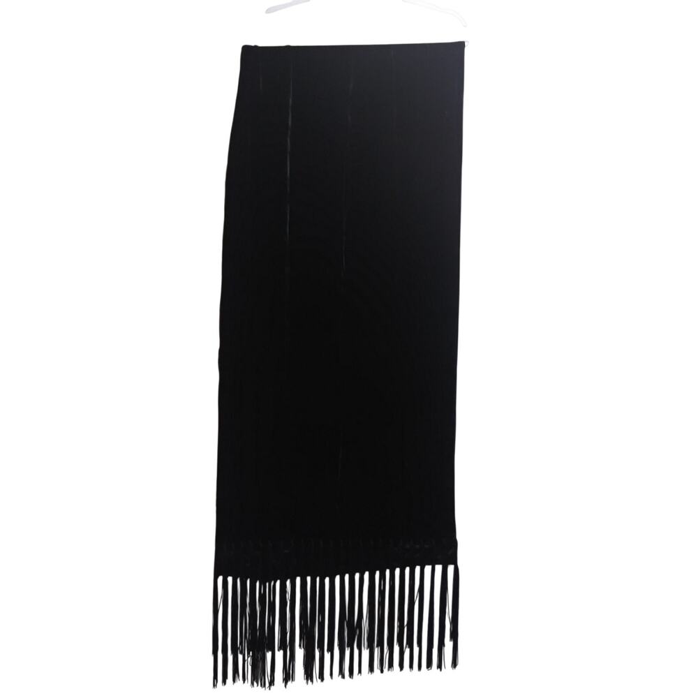 Lord & Taylor Black Velvet Silk Scarf Shawl With Fringe